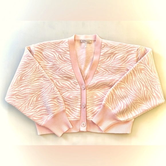New, BCBG Generation Women's Cropped Zebra Printed Button Front Cardigan. Size S - Picture 3 of 12
